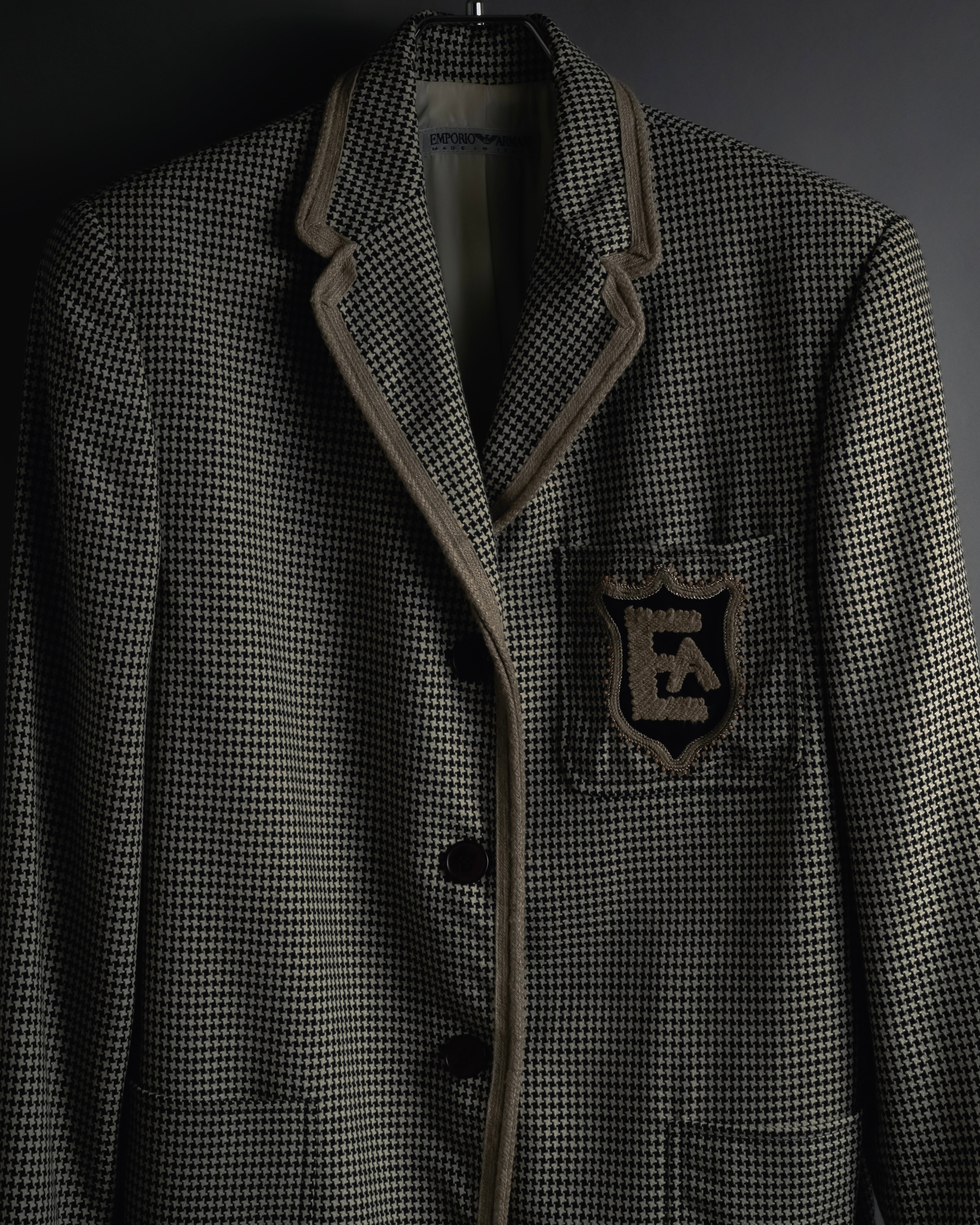 "Emporio Armani" 90’s Houndstooth piped crest blazer