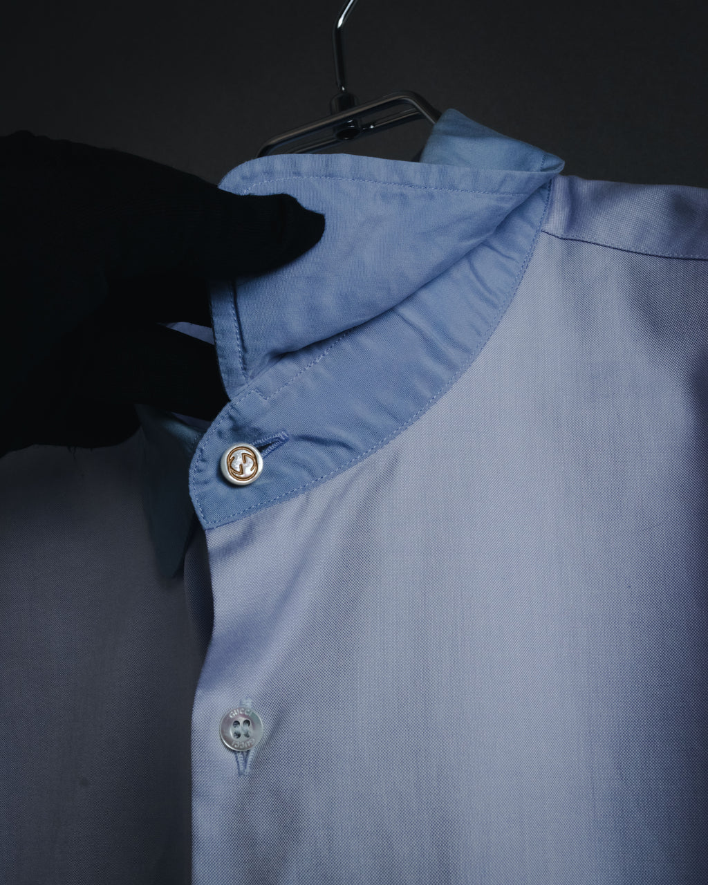 "GUCCI" Michele design tonal contrast-collar classic dress shirt