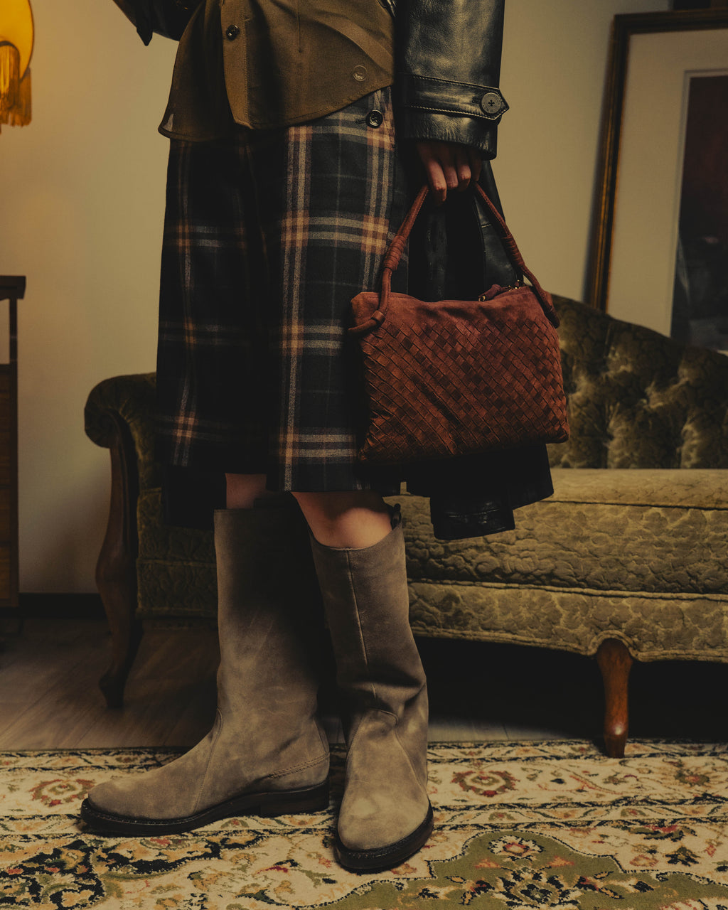 -SPECIAL- “Dior” 00’s Taupe suede square toe riding boots