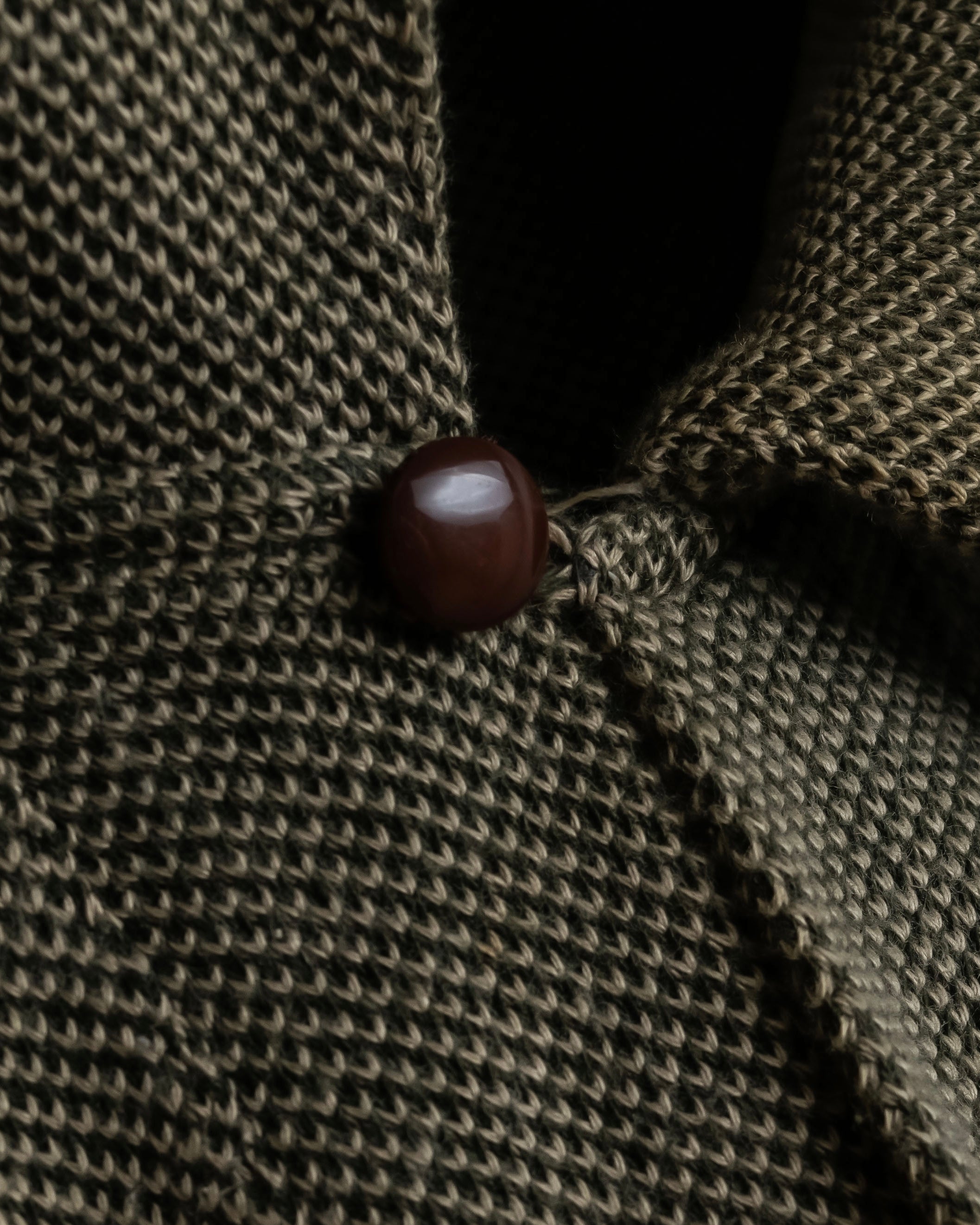 "Vintage herringbone long sleeve polo shirt"