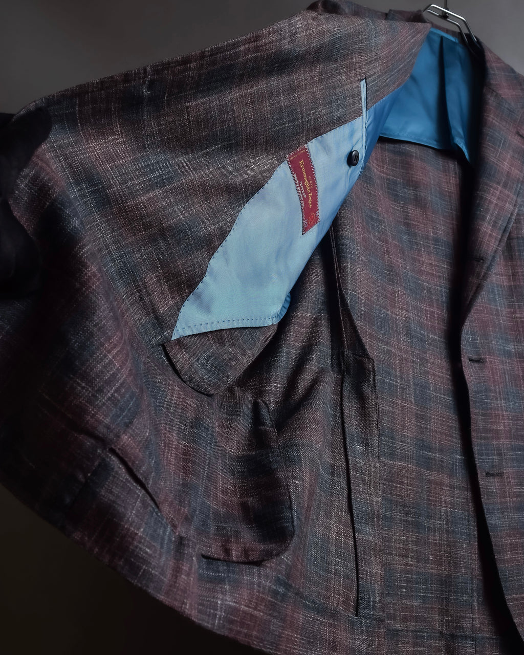 "Tex Teq" Gradient check pattern tailored jacket