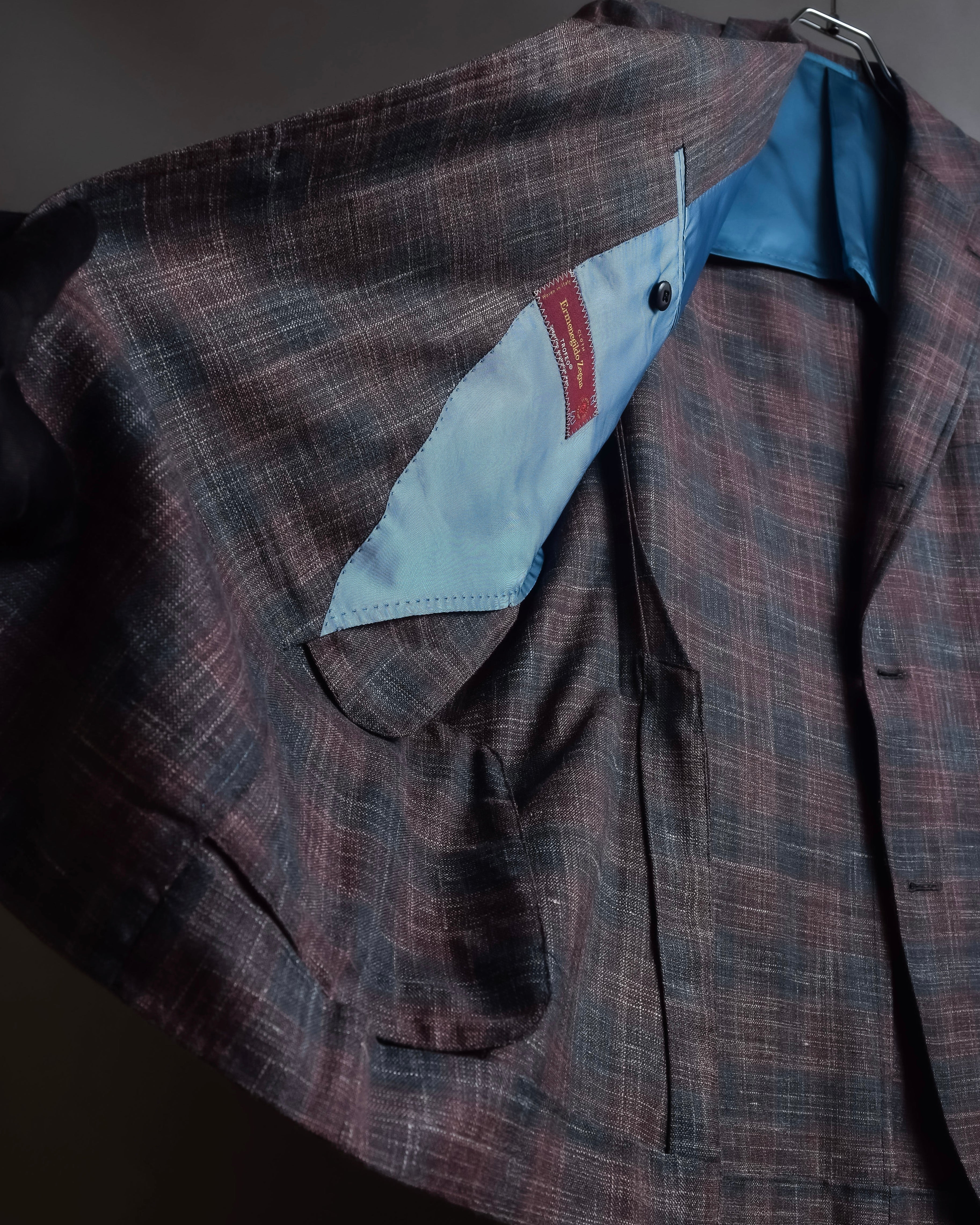 "Tex Teq" Gradient check pattern tailored jacket