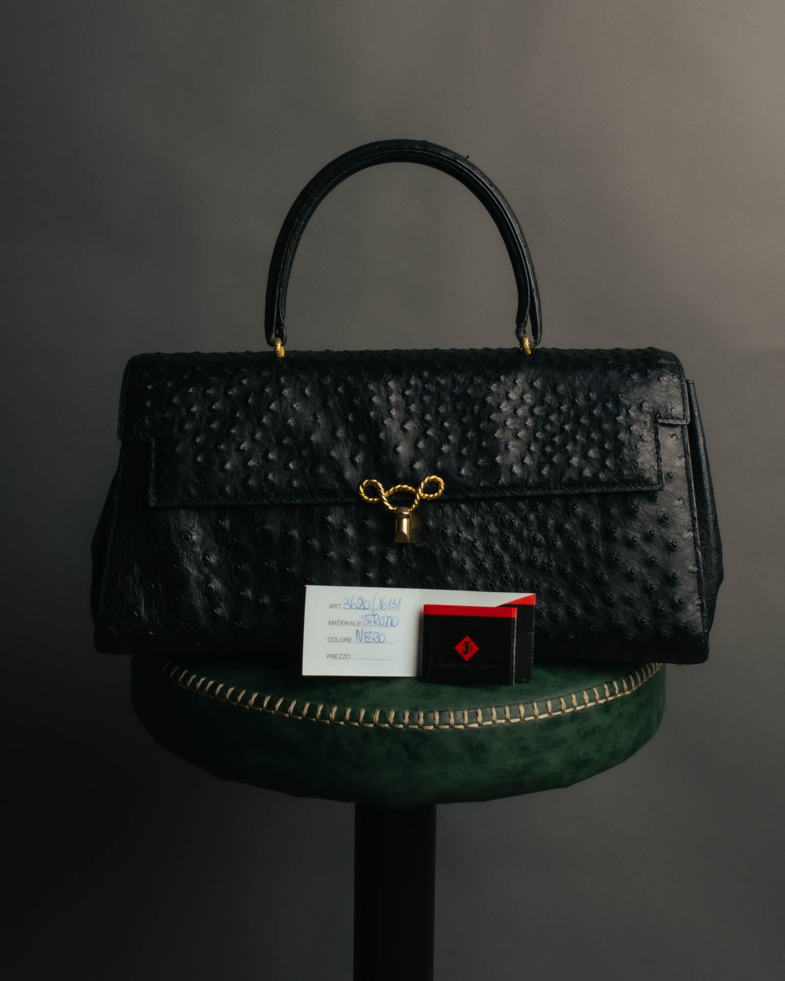 “Jardin des Sacs” 80’s-90’s Ostrich leather top handle bag