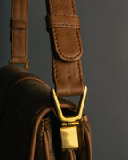 "GUCCI" 70's-80's Micro GG monogram canvas shoulder bag with stirrup hardware