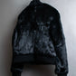 "DKNY" High neck ribbed fur double zip jacket