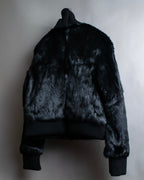 "DKNY" High neck ribbed fur double zip jacket