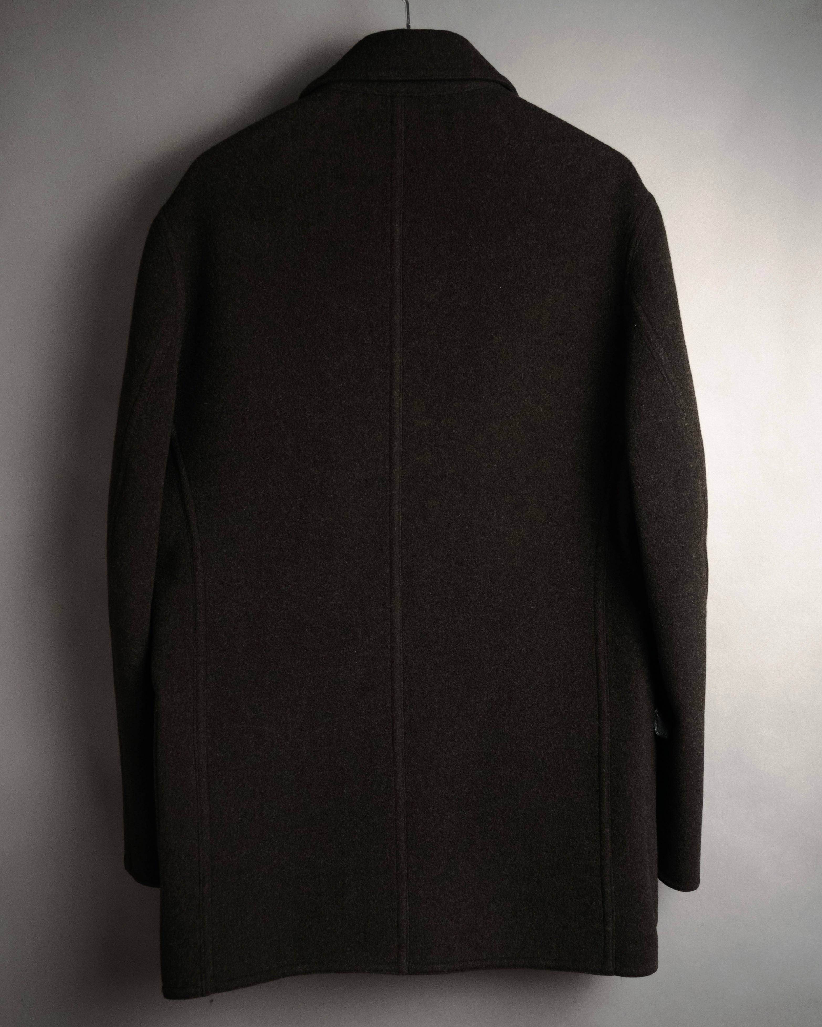 HERMÈS - Wool Coat with Fly Front - Black - Size 52 - 90s-00s