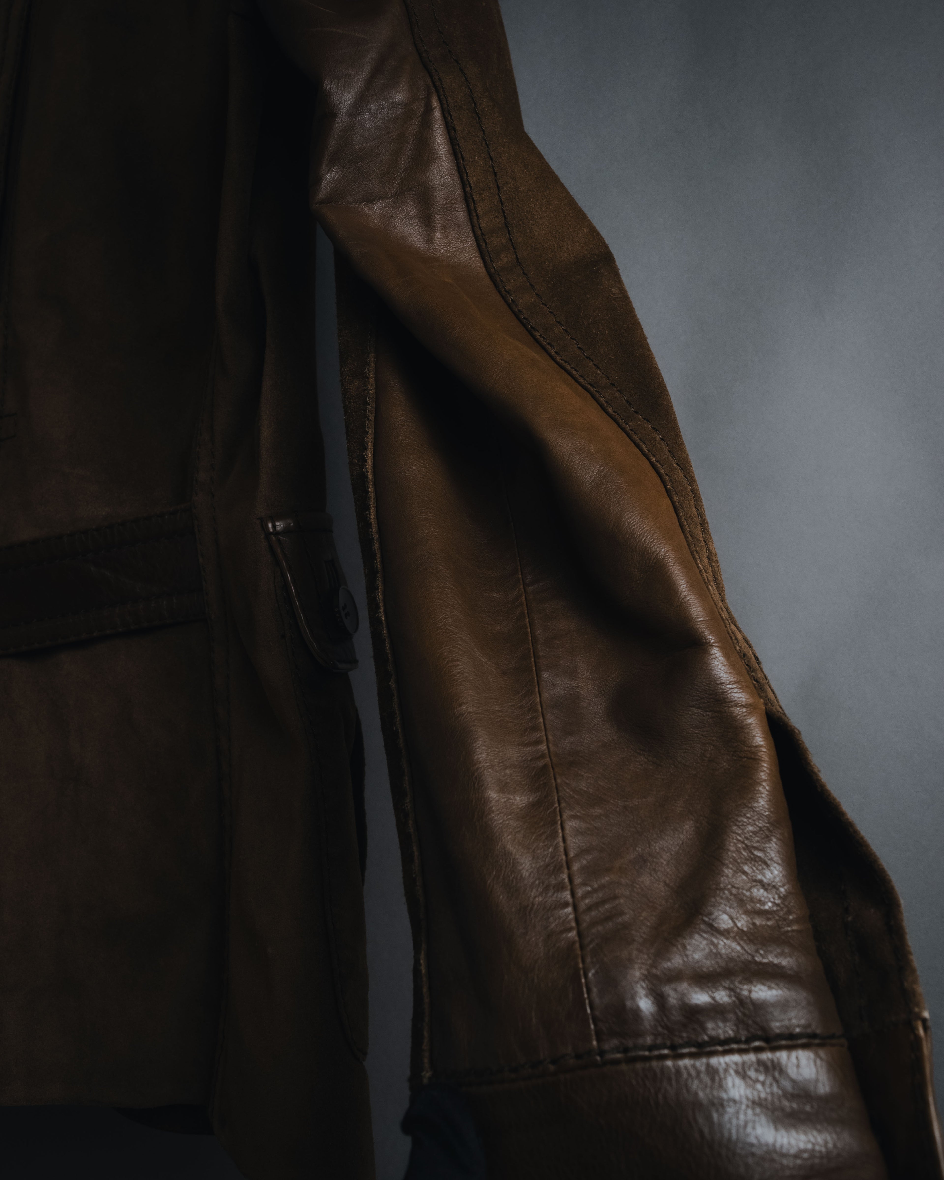 "GUCCI"Mid 2000s suede & smooth leather combination tailored jacket