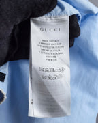 "GUCCI" Lace border design saxe blue shirt