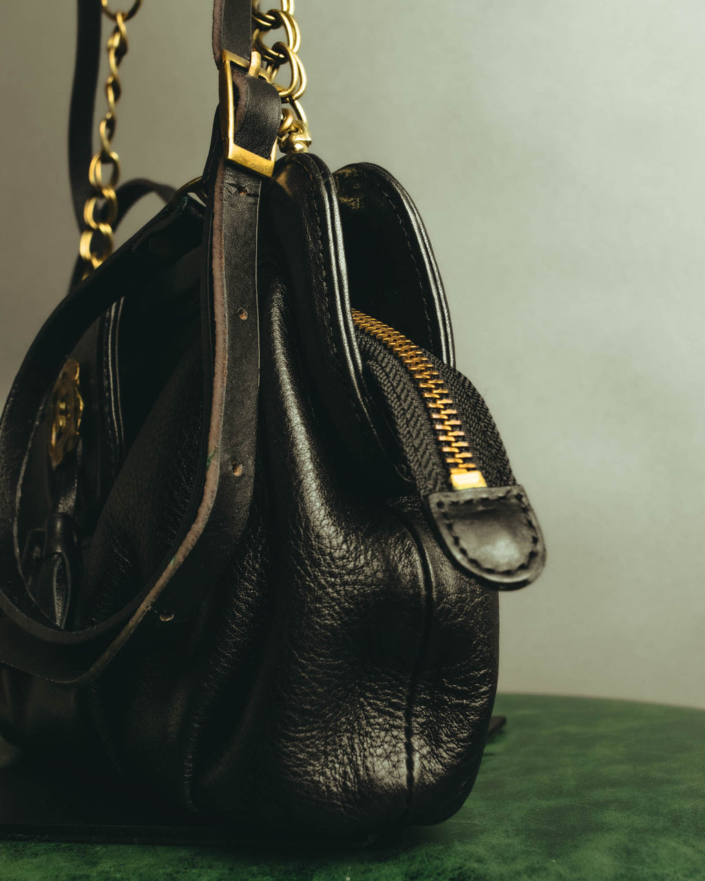 “SAN HIDEAKI MIHARA” 2000’s-2010’s black leather chain shoulder bag