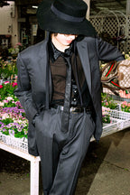 "GUCCI" silk blend gray blue spring setup