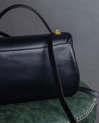 "PIERRE BALMAIN" Horizontal design grain leather 2way shoulder bag