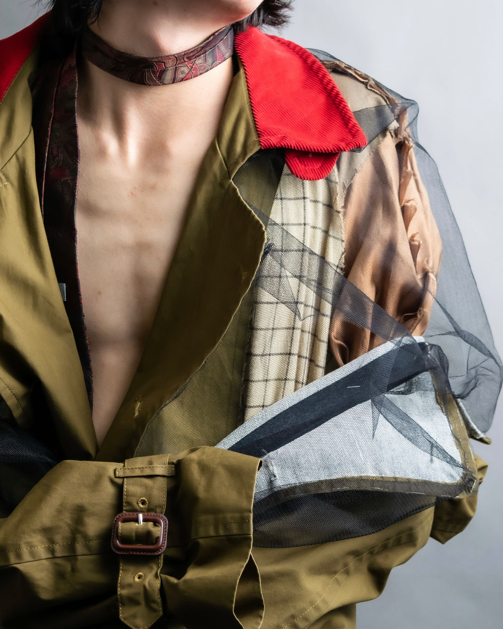 "MAISON MARGIELA" 20AW reconstructed tulle docking trench coat