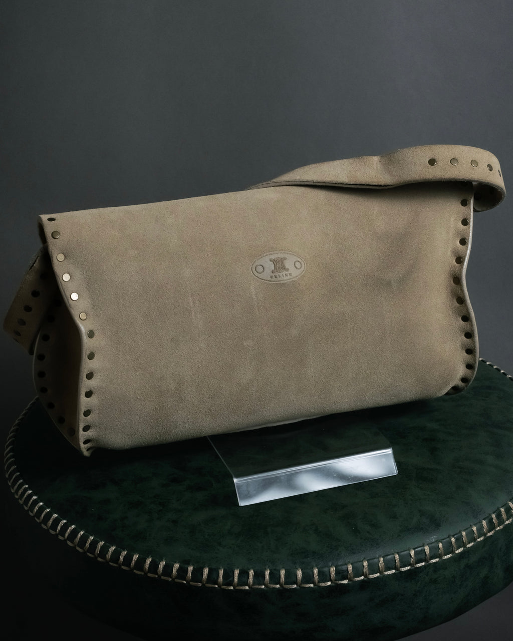 "CELINE" Studs design suede leather shoulder bag