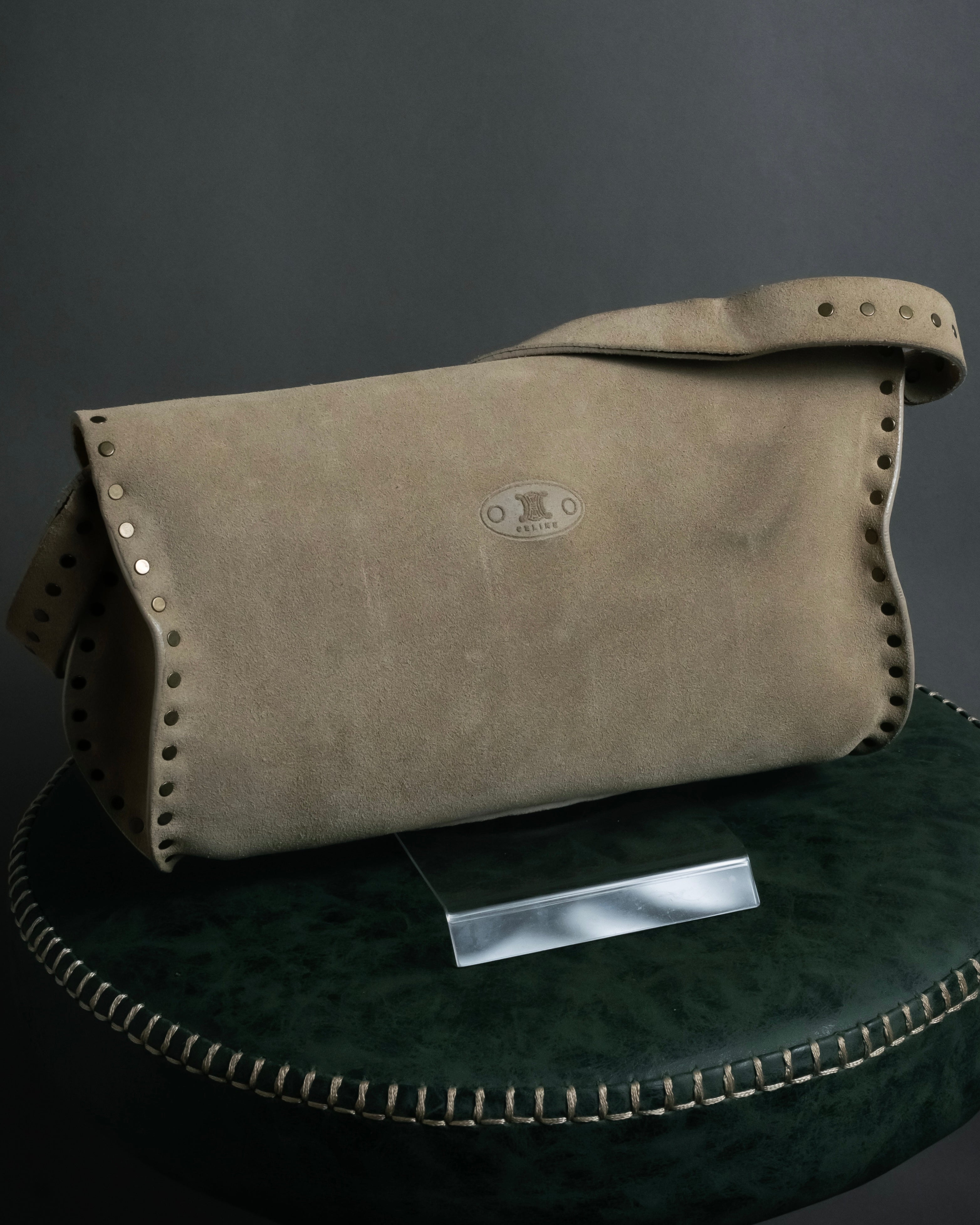 "CELINE" Studs design suede leather shoulder bag