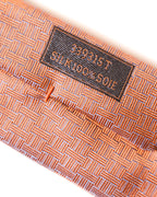 HERMES/ Heart Lock Motif H Patterned Silk Tie Orange