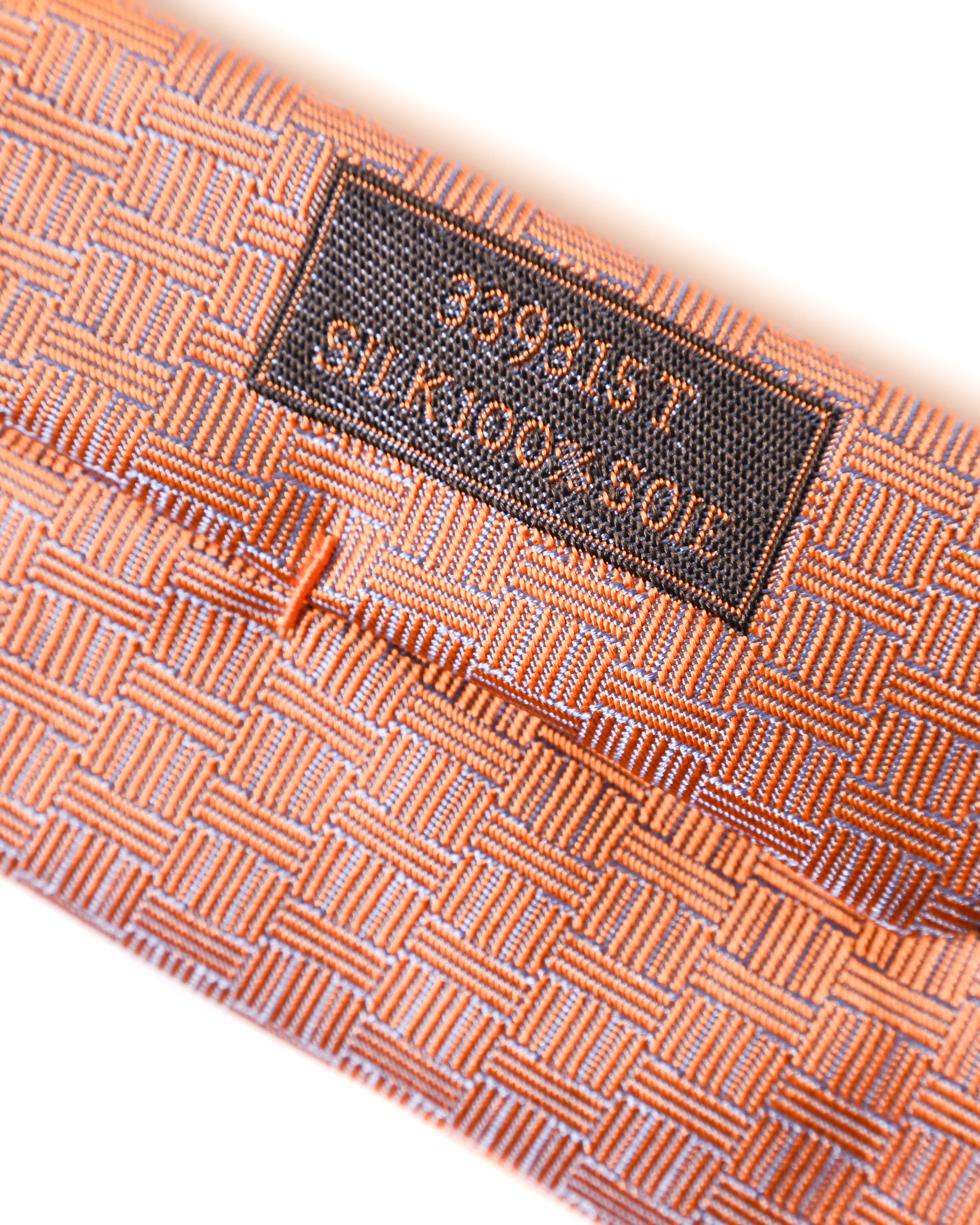 HERMES/ Heart Lock Motif H Patterned Silk Tie Orange