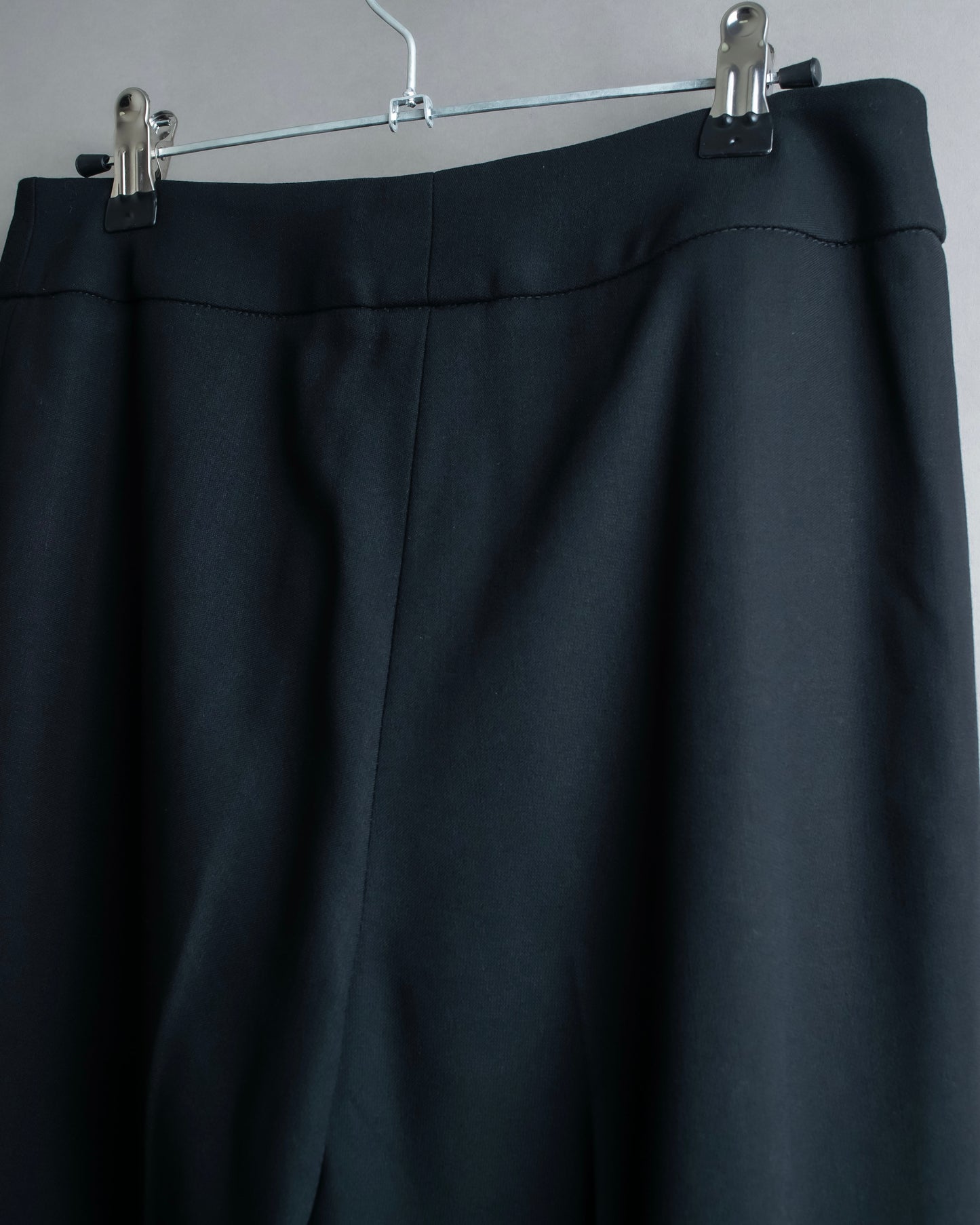 "CHANEL" 100% wool belted wide straight slacks