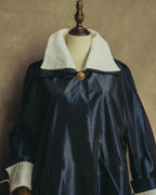"CELINE" 70's-80's Dramatic contrast collar long coat