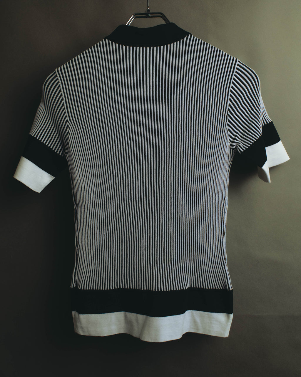 "Salvatore Ferragamo" 00's-10's Monochrome striped cotton knit polo