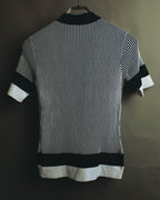 "Salvatore Ferragamo" 00's-10's Monochrome striped cotton knit polo