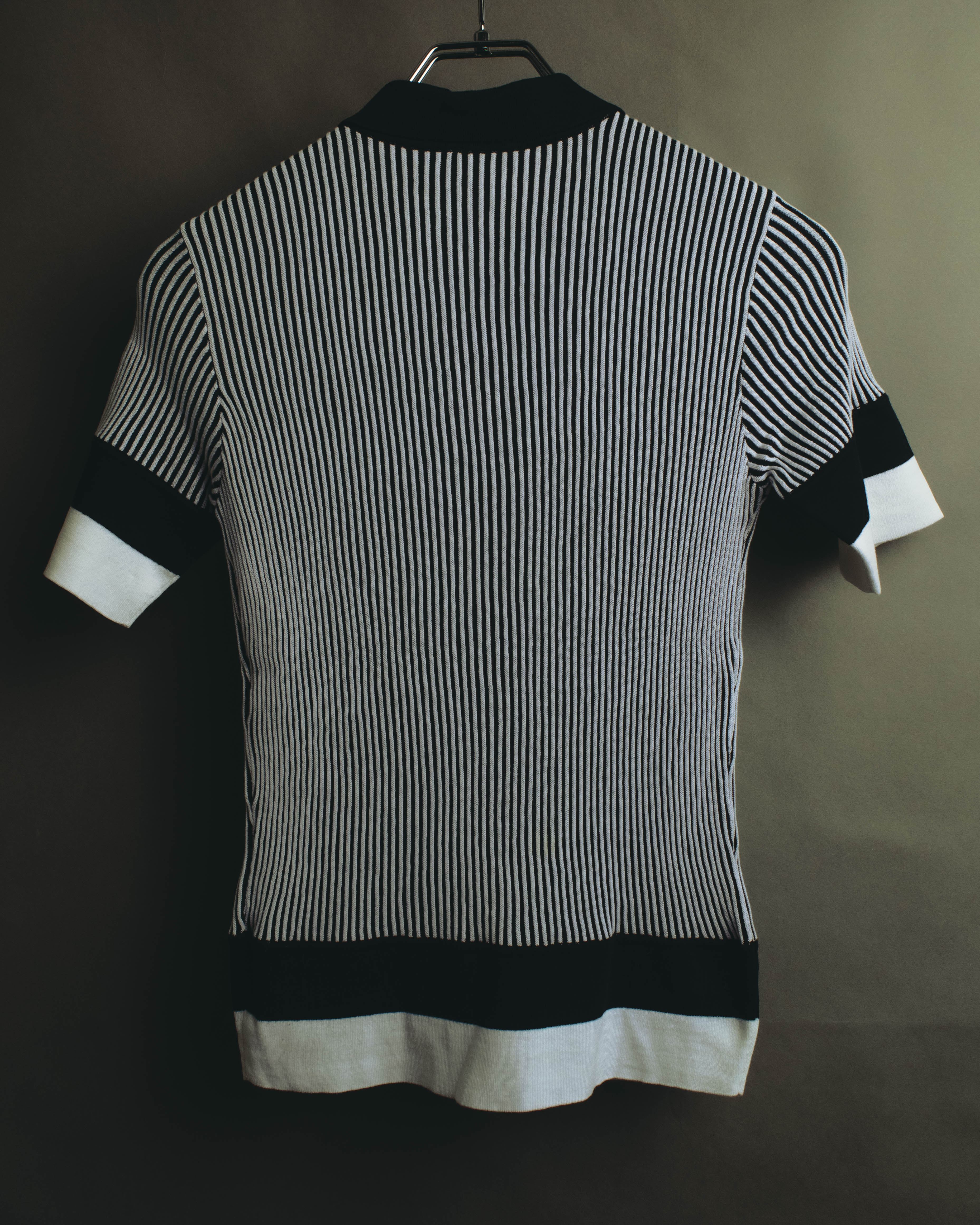 "Salvatore Ferragamo" 00's-10's Monochrome striped cotton knit polo