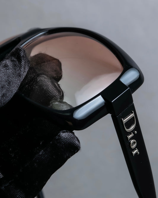 "Dior" Square frame logo engraved brown lens sunglasses