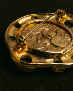 -SPECIAL- “CHANEL” 80’s-90’s Gripoix style cabochon logo brooch