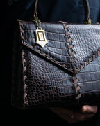 "YVES SAINT LAURENT" Crocodile pattern stitching handbag