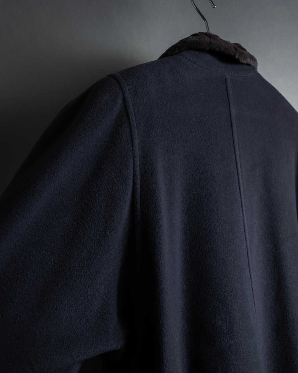 "Junko Yamamoto" Fur-trimmed design long cashmere blend coat