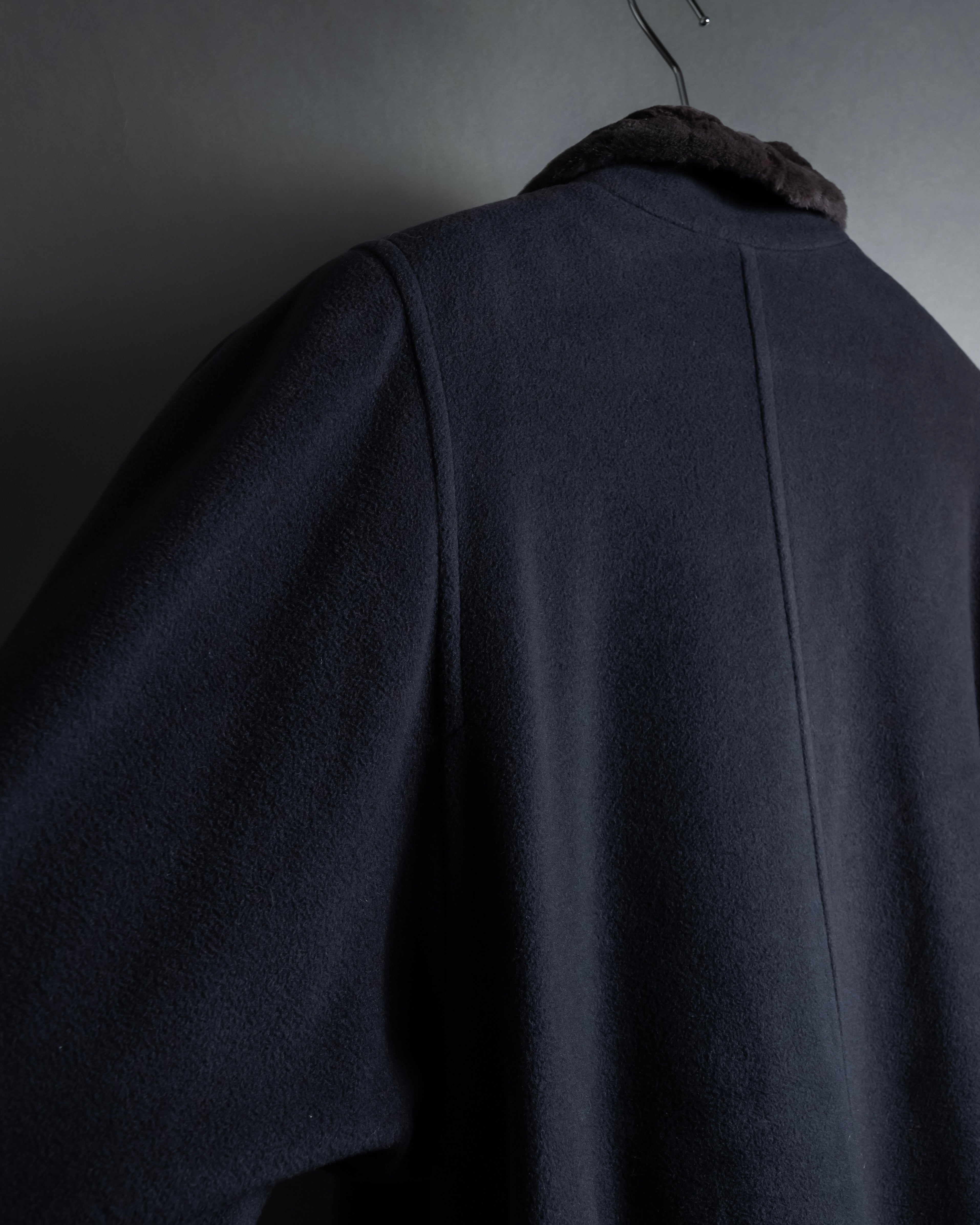 "Junko Yamamoto" Fur-trimmed design long cashmere blend coat