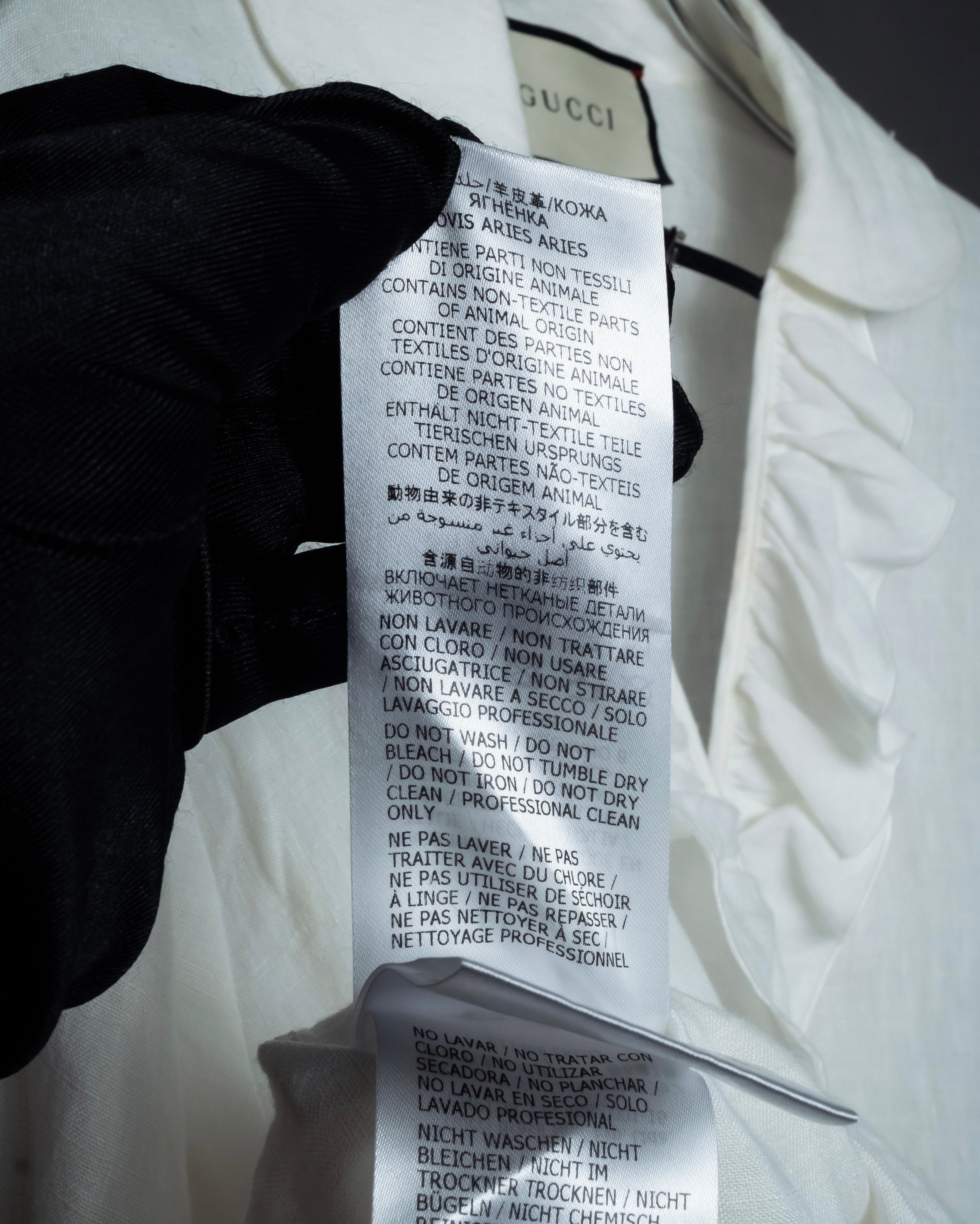 "GUCCI" Michele period ruffle round collar linen pullover shirt