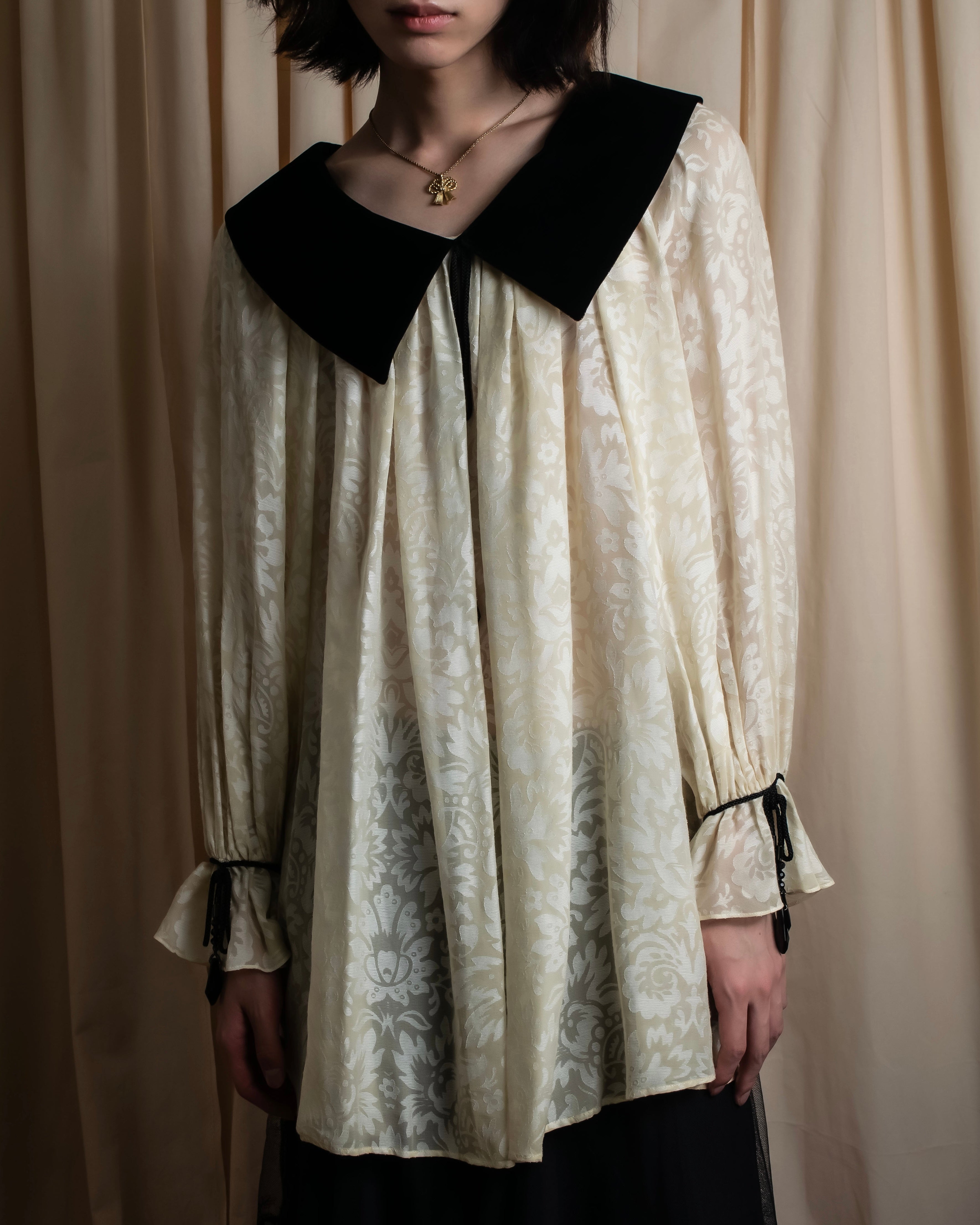 "Christian Dior" Jacquard balloon sleeve dress pullover