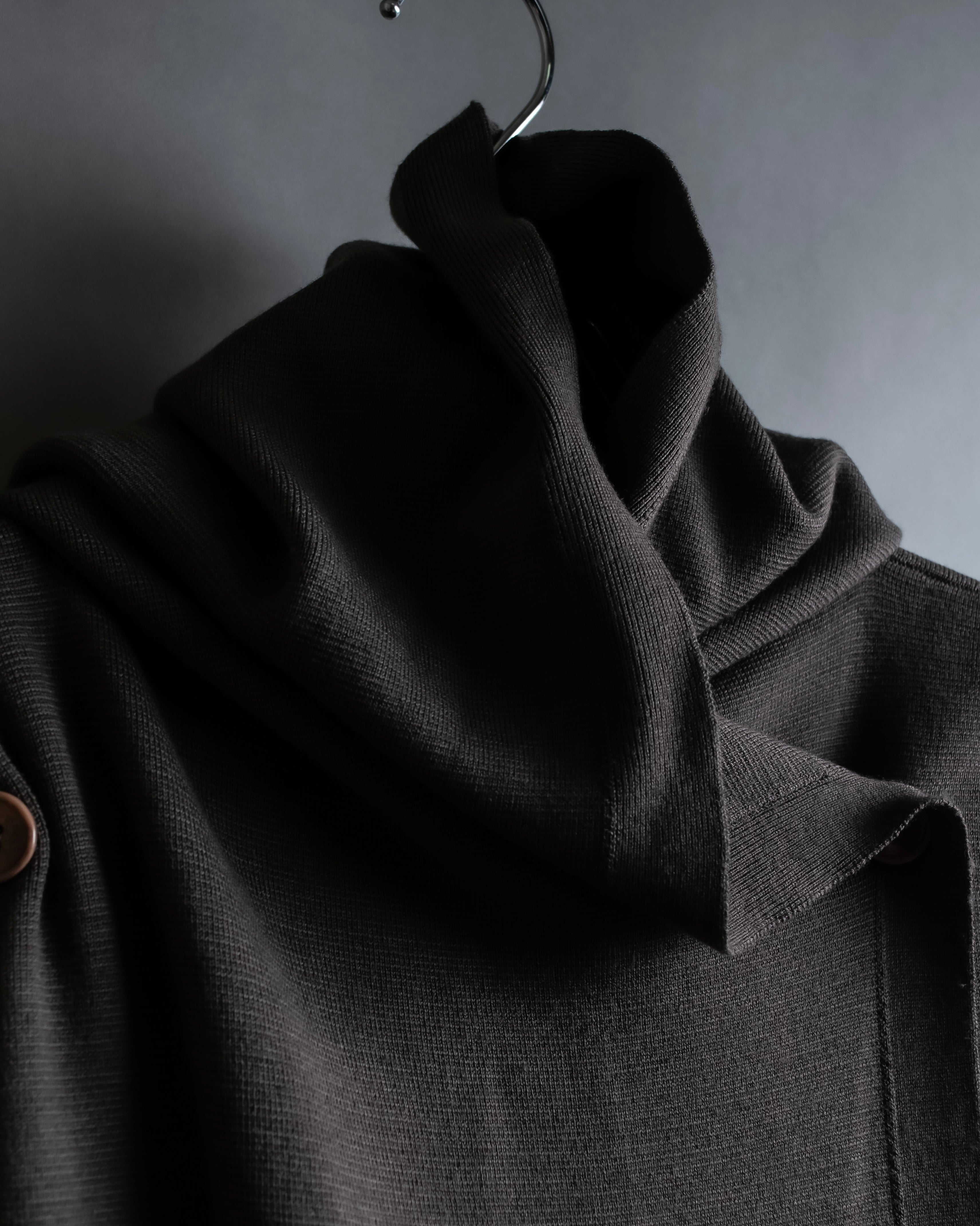 "Rick Owens" 12AW asymmetrical hooded knit cardigan