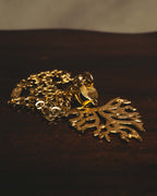 -SPECIAL- "Yves Saint Laurent" 90's-00's Sculptural coral motif crystal pendant necklace