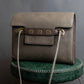 "Delvaux" Front D metal charm design horizontal leather shoulder bag