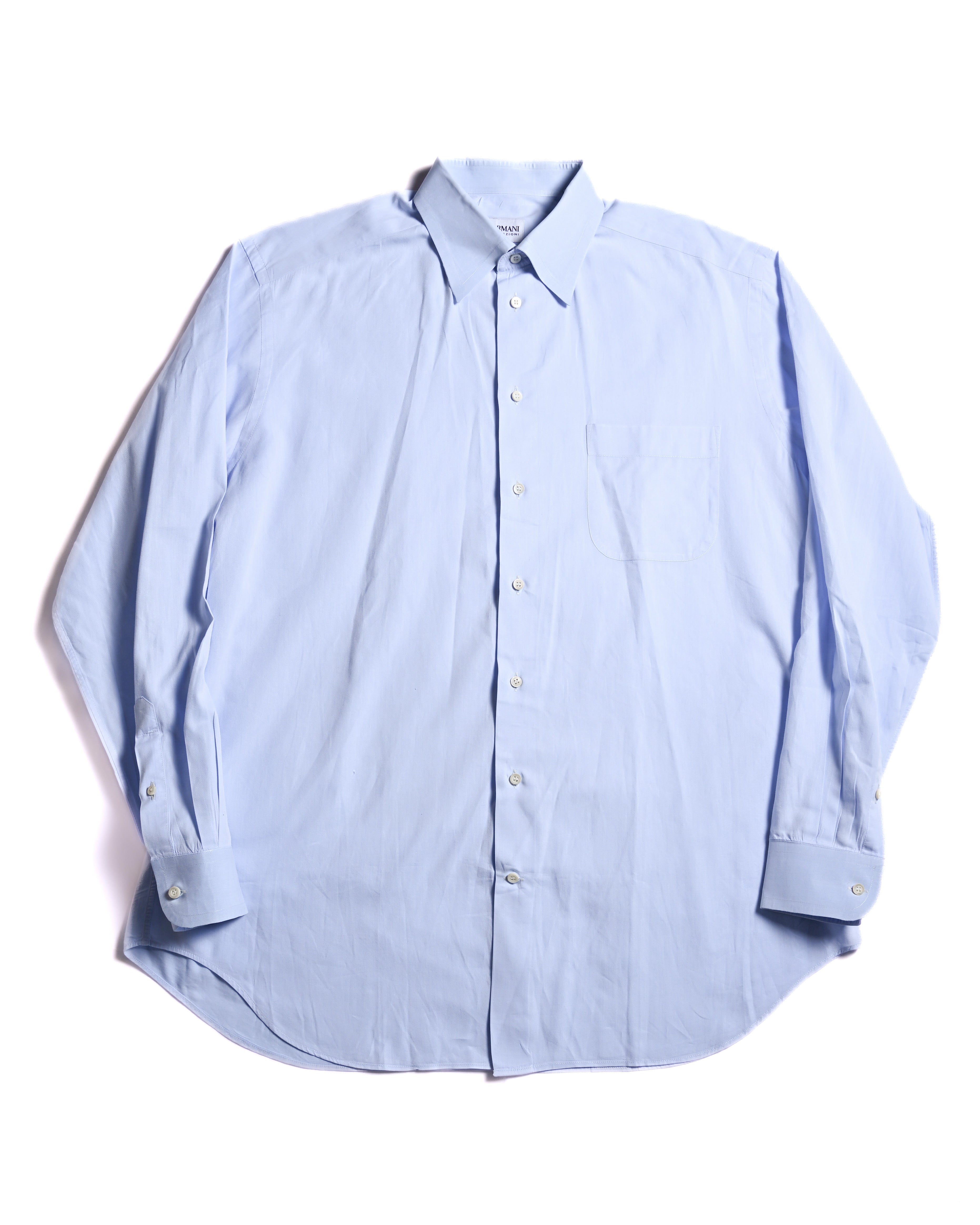 ARMANI COLLEZIONI/ Snap Button-down Oversized Dress Shirt Light Blue