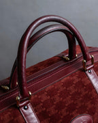 "CELINE" Triomphe motif Bordeaux color suede boston bag