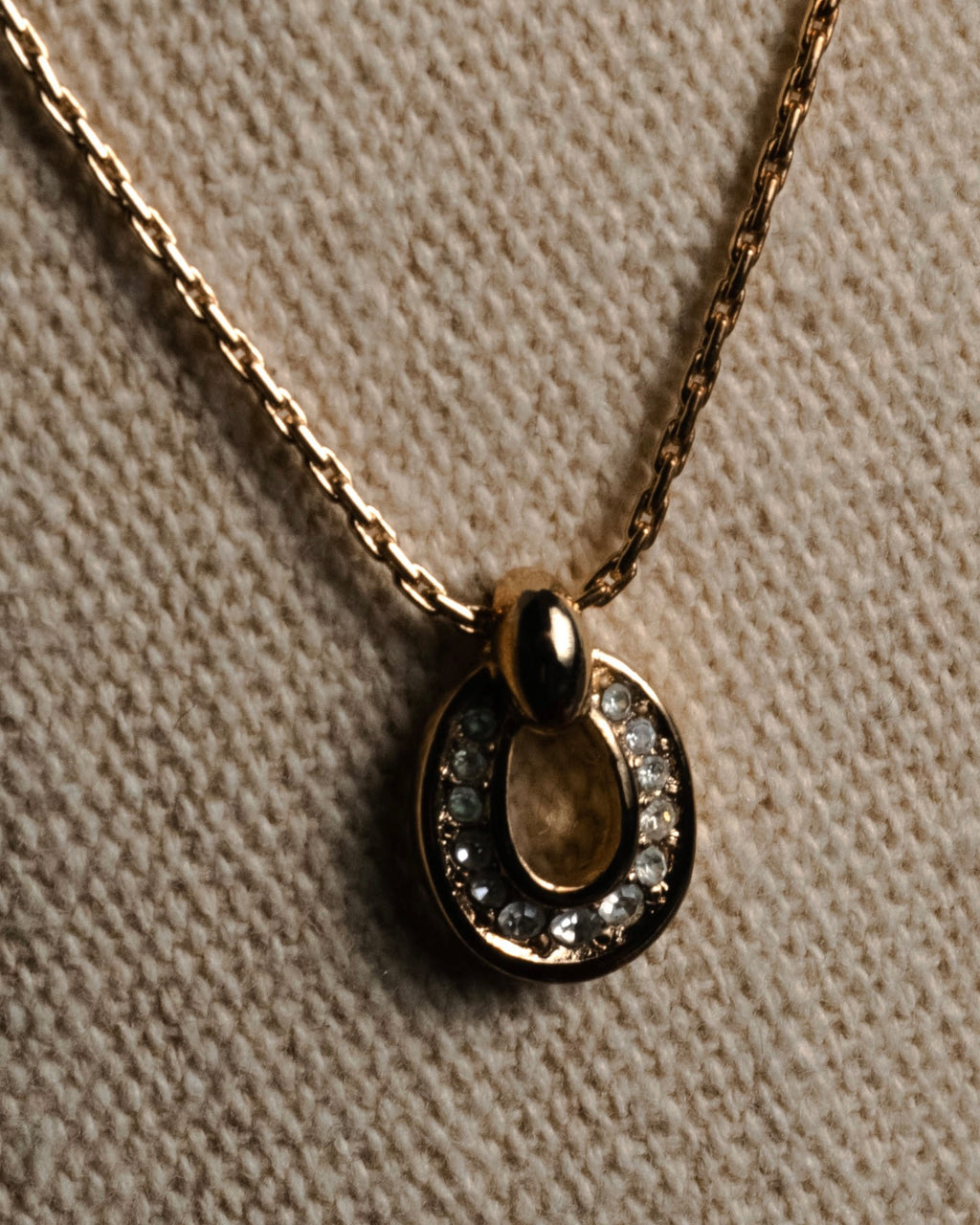 “Christian Dior” 80’s-90’s Lucky horseshoe pavé pendant necklace