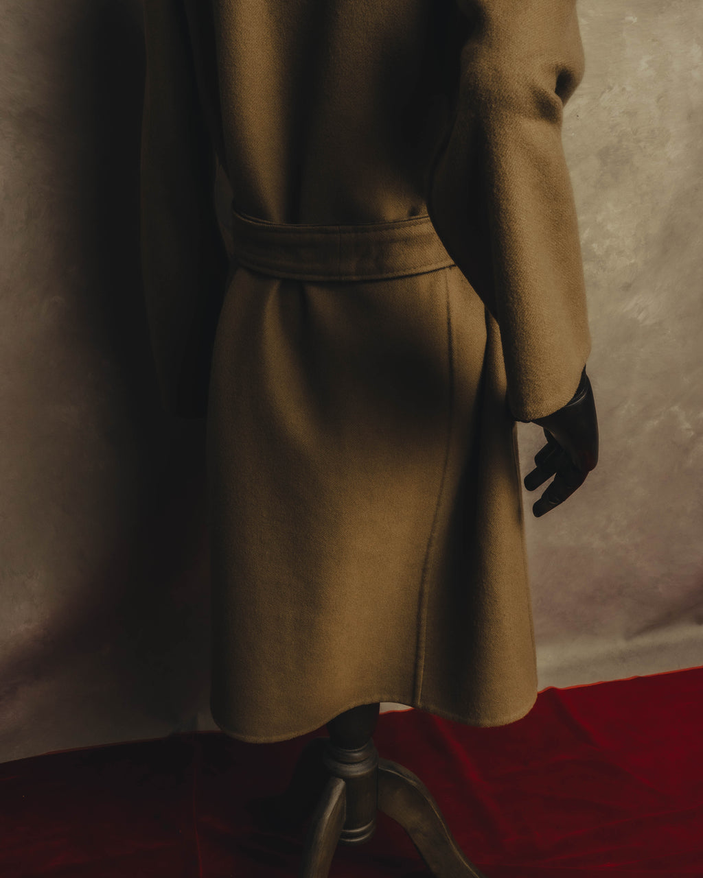 “GUCCI” 00’s-10’s Cashmere-blend leather-trimmed belted long coat