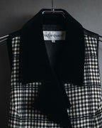 –SPECIALS– "Yves Saint Laurent" 90’s Mid gingham check velvet lapel tailored vest