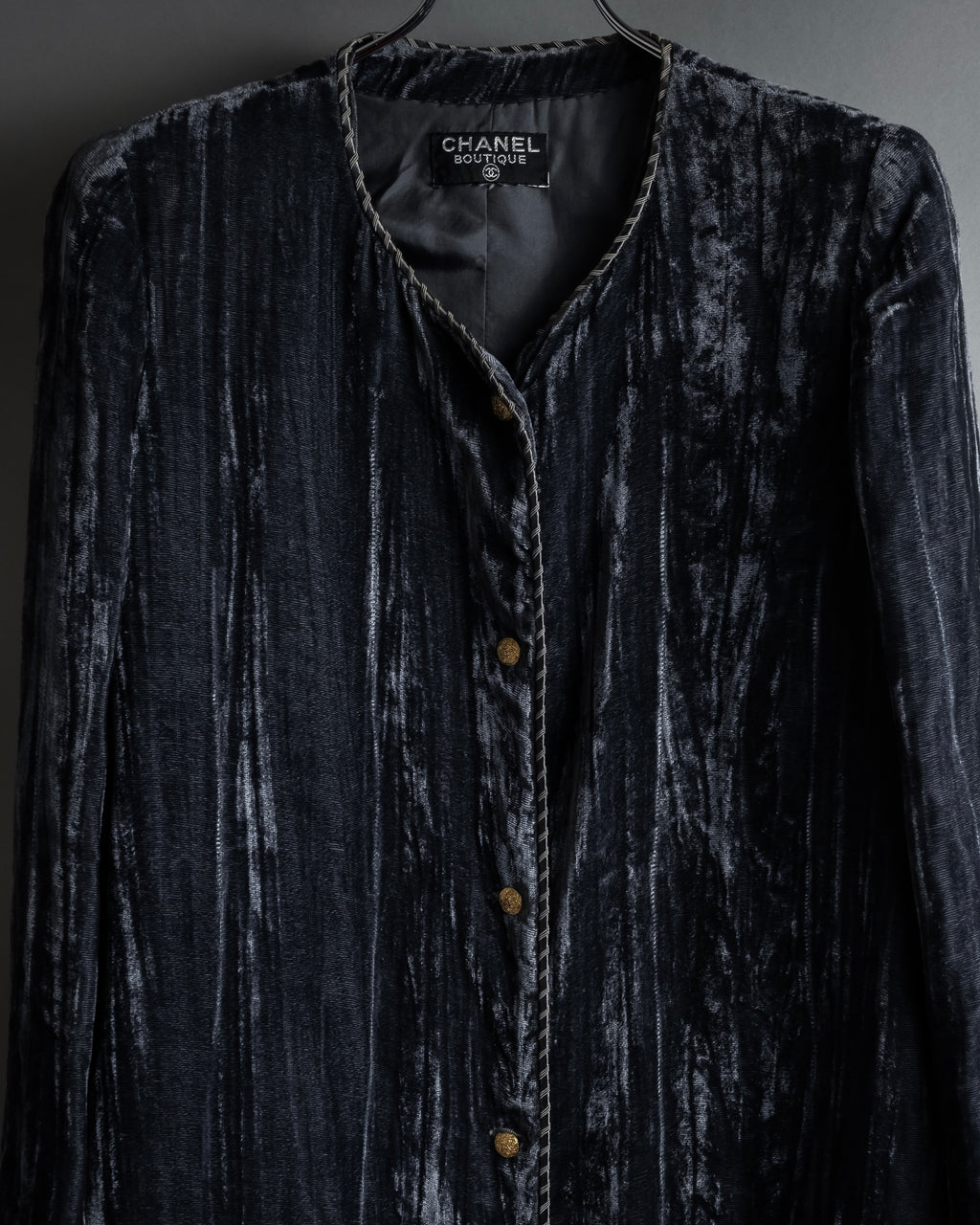 -SPECIAL- "CHANEL" 90's-00's Crushed velvet long dress