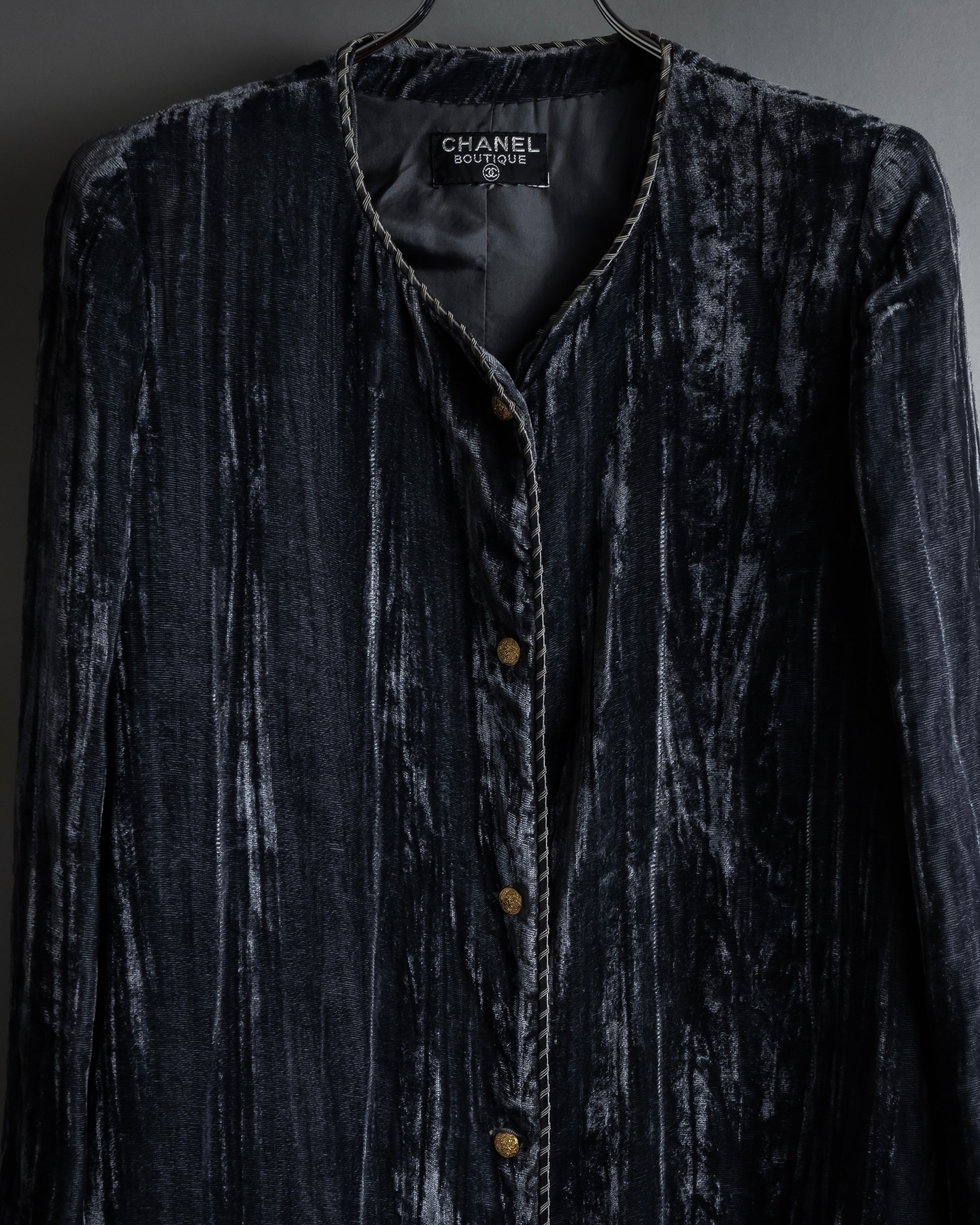 -SPECIAL- "CHANEL" 90's-00's Crushed velvet long dress