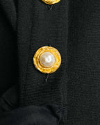 -SPECIAL- “Yves Saint Laurent” 90’s crochet collar pearl button knit pullover