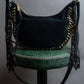 "MICHEAL KORS" Crescent fringe leather braided design shoulder bag