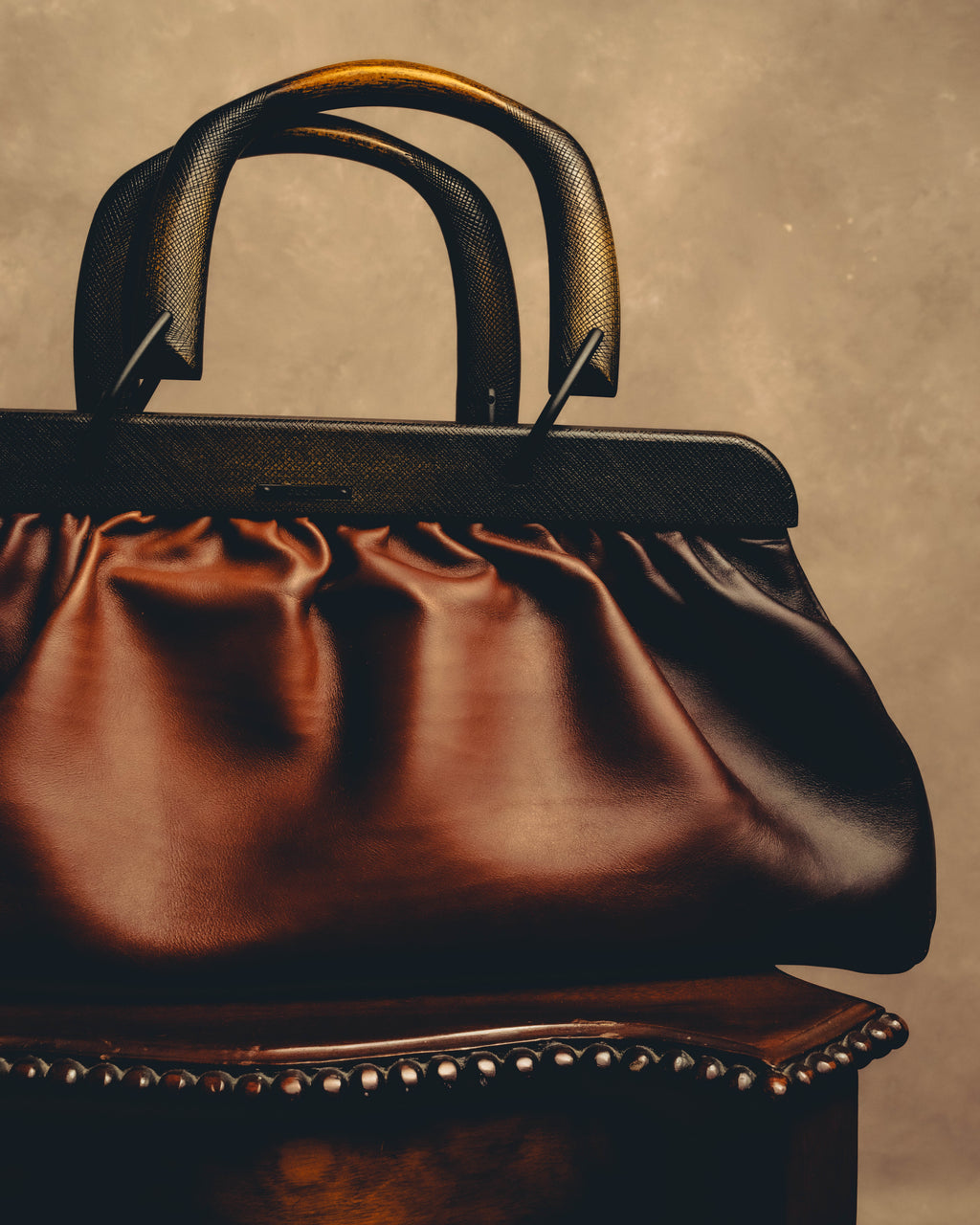 -SPECIAL- "GUCCI" 90's-00's Gathered leather top handle handbag