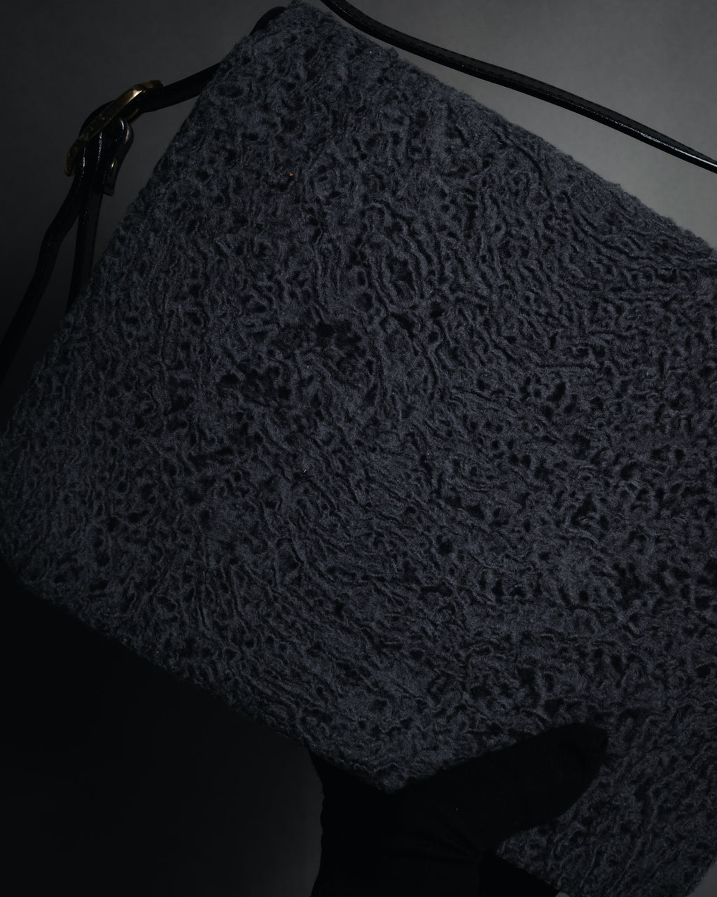 "Yves Saint Laurent" 80’s-90’s Astrakhan-flap envelope shoulder bag