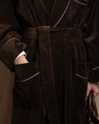 "CELINE" Piping design velour long gown coat