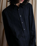 "Yohji Yamamoto COSTUME d’HOMME" Minimal detail cotton poplin black shirt