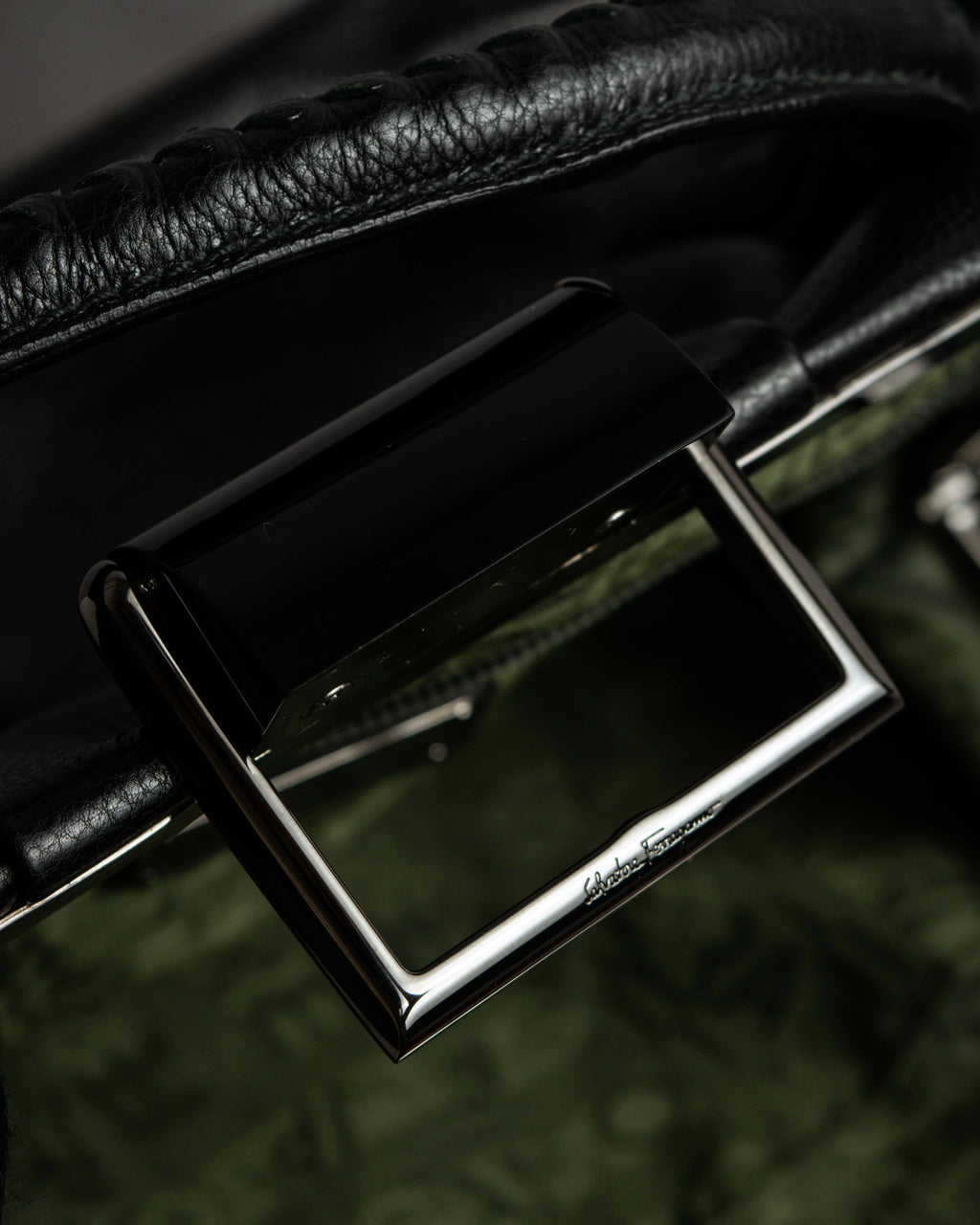 "Salvatore Ferragamo" Draping design lace-up detail leather bag